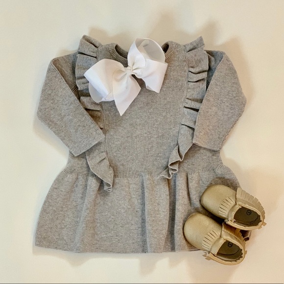H&M Other - 2/$20 H&M Baby Gray Ruffle Sweater Dress